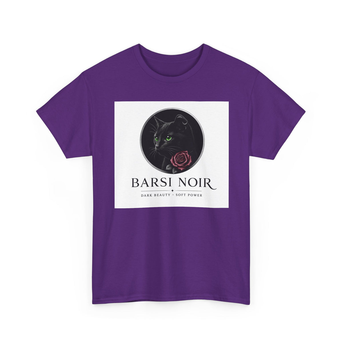 Barsi Noir Graphic Tee — Black Cat & Rose Vintage Logo Shirt