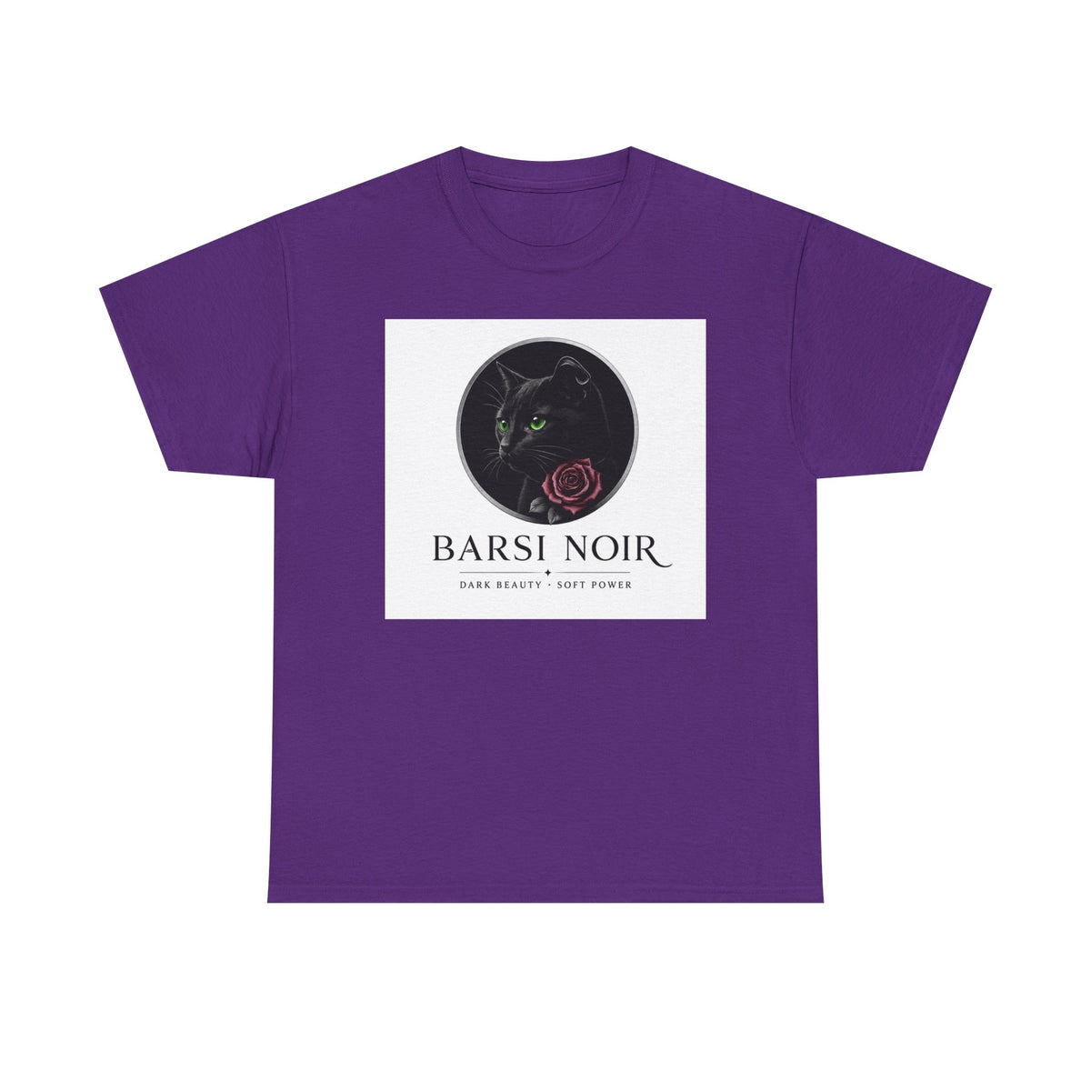 Barsi Noir Graphic Tee — Black Cat & Rose Vintage Logo Shirt