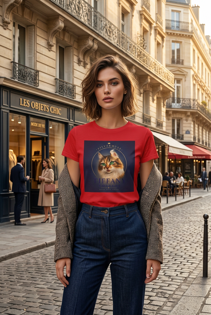 Cat Portrait Tee — 'Tiffany' Vintage-Style Feline Graphic T-Shirt